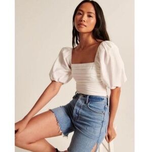 Abercrombie & Fitch White Square Neck Blouse